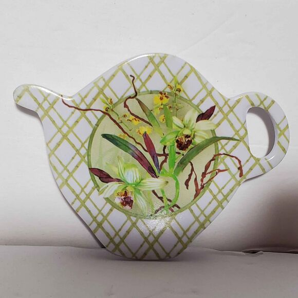 2 Melamine Tea Bag Holders Floral - Picture 4 of 7